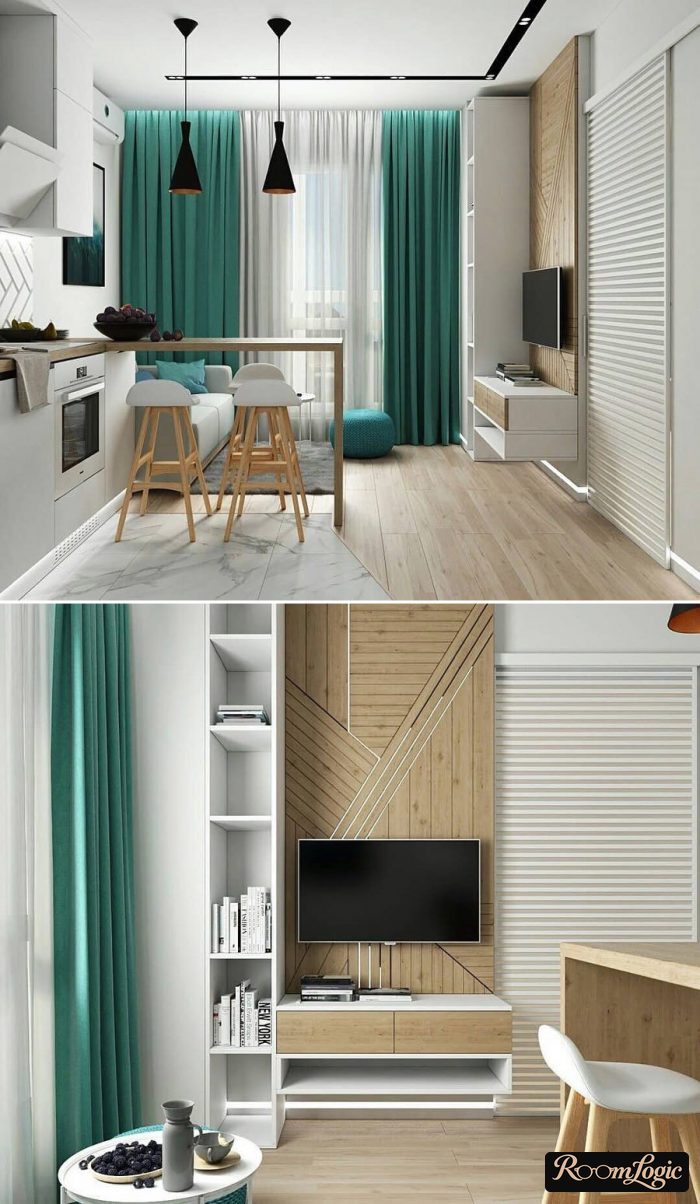 turquoise accents in scandi interior