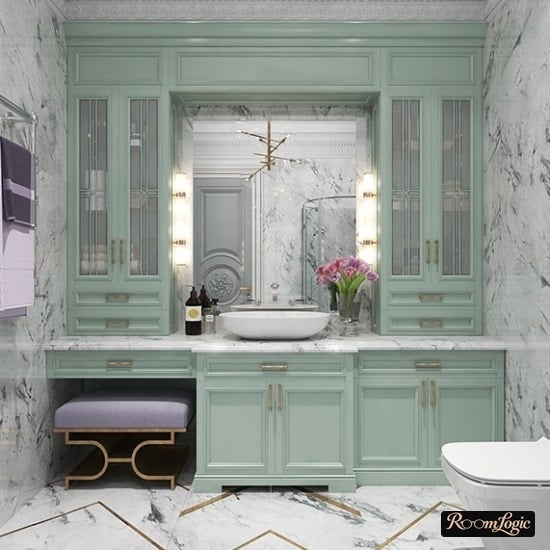 Turquoise furniture in the bathroom