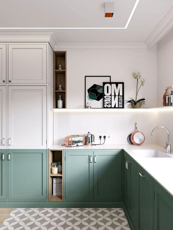 Turquoise kitchen in Scandinavian style