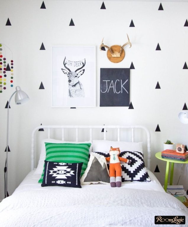 twin bed in boys' room