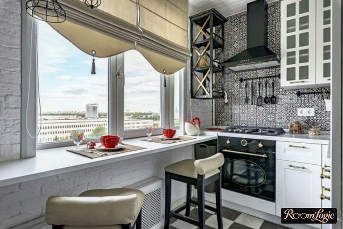 U-shaped kitchen design without a window
