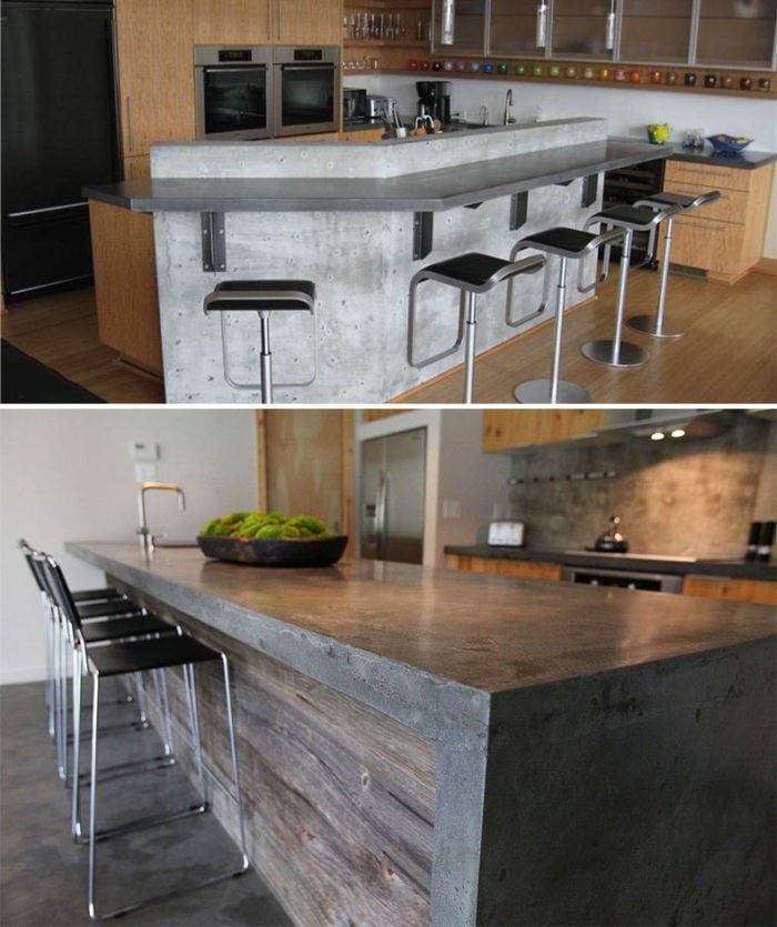 unusual bar counter designs in concrete for the kitchen