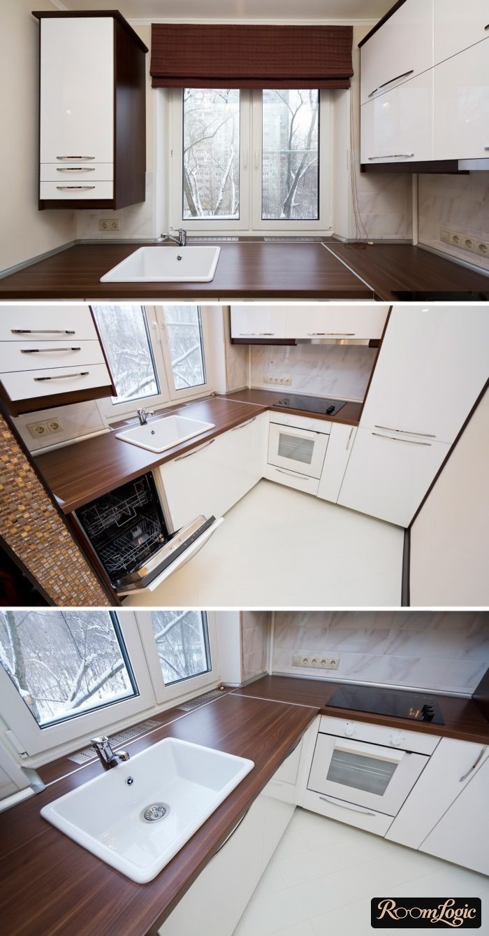 unusual furniture arrangement idea in a small corner kitchen