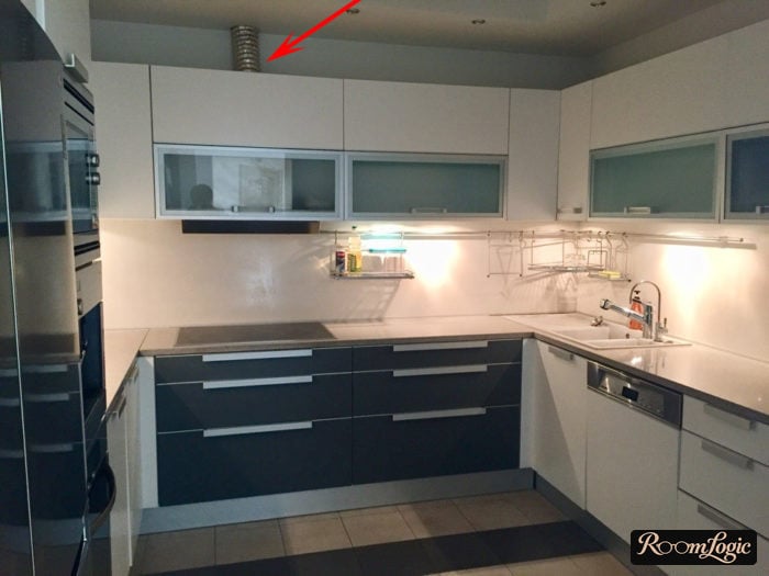 upper cabinets not going all the way to the ceiling in a U-shaped kitchen