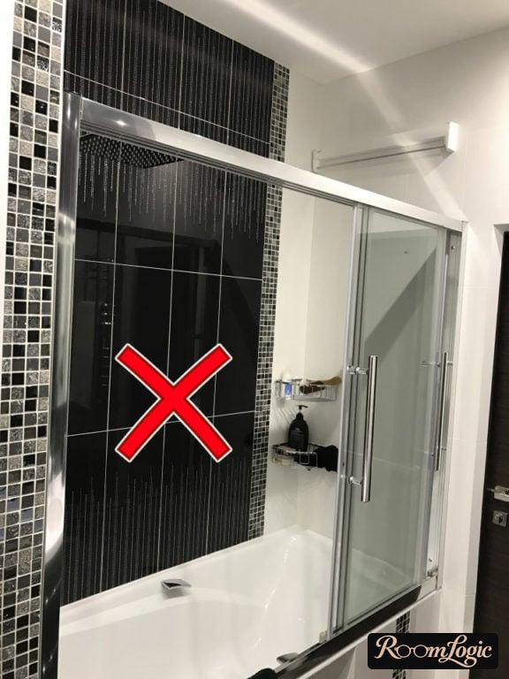 Vertical layout of rectangular tile on bathroom walls