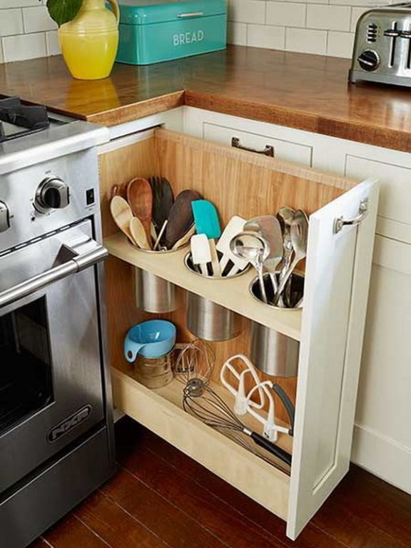 vertical slide-out drawer for kitchen