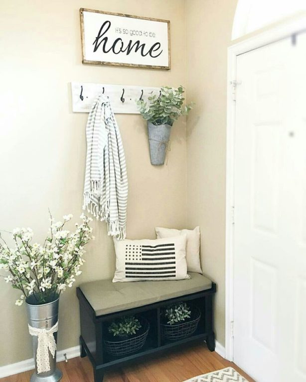 Very small entryway with a cabinet