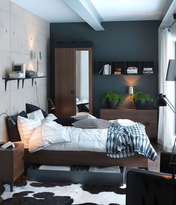 very small loft-style bedroom