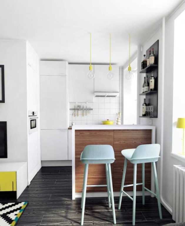 small kitchen open to living room