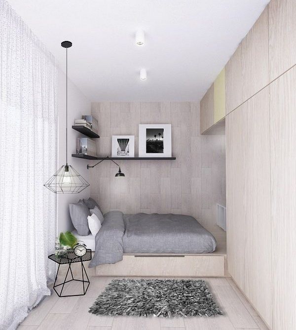 very small two-toned bedroom