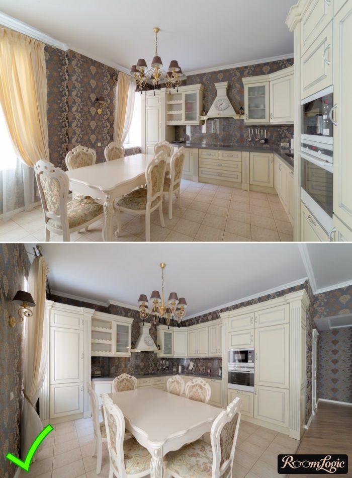 Vinyl wallpaper on a non-woven backing for a classic-style kitchen