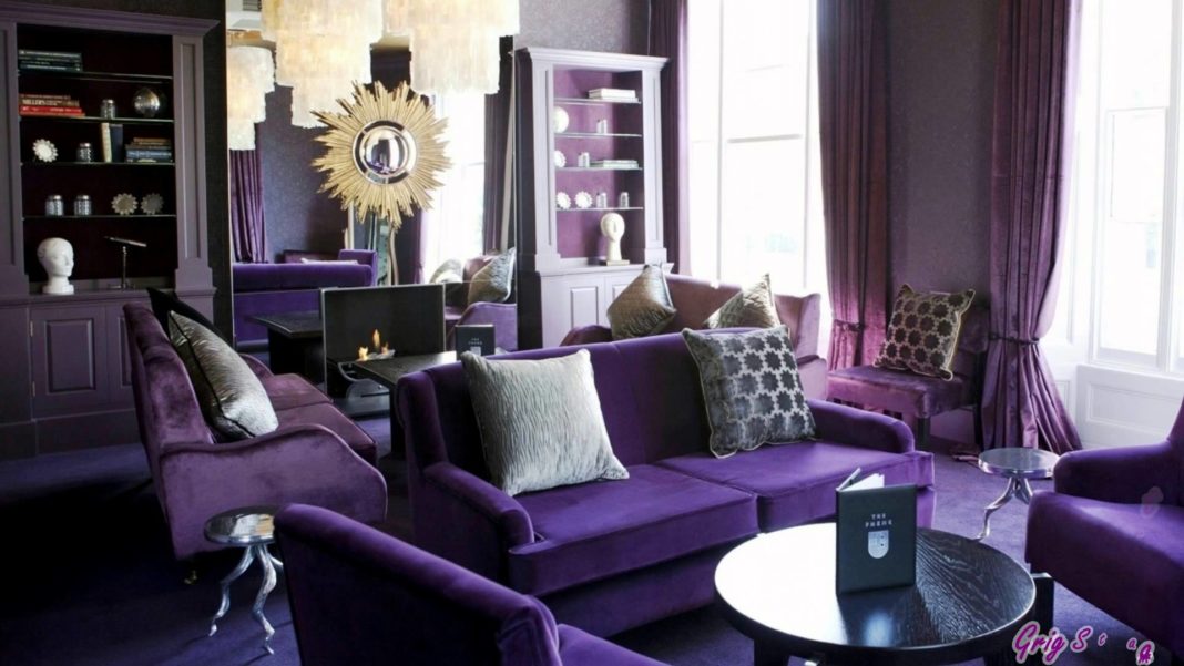 violet art deco living room