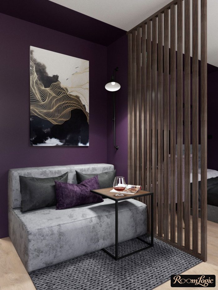 violet wall in interior