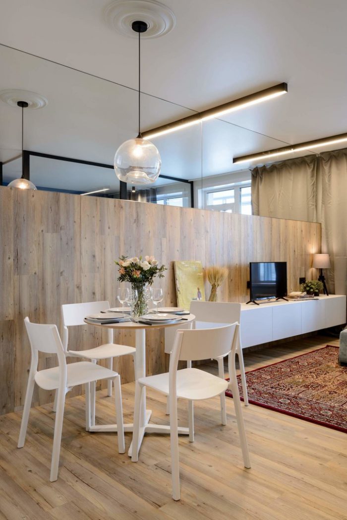 wall covered with laminate in the living room