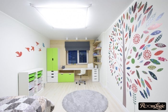 Wall decals in wood form in the kids’ room