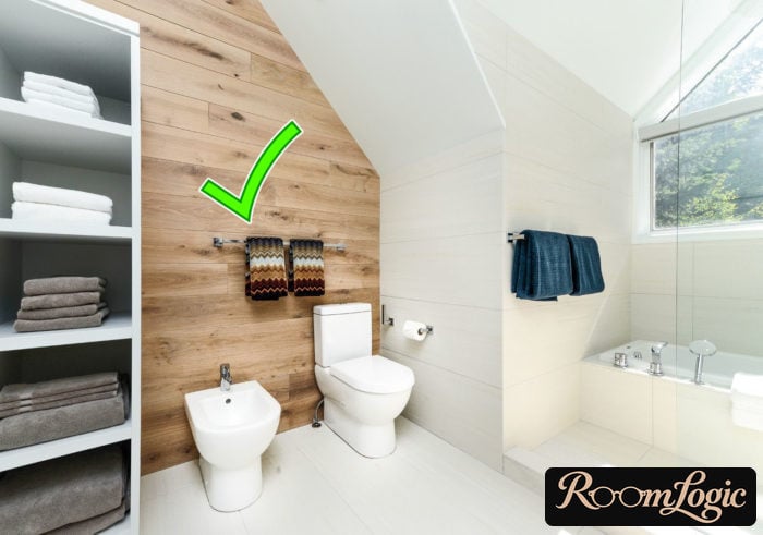 wall in the bathroom with wooden texture