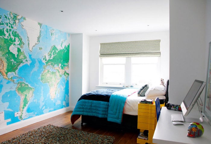 wall map in teenager's room