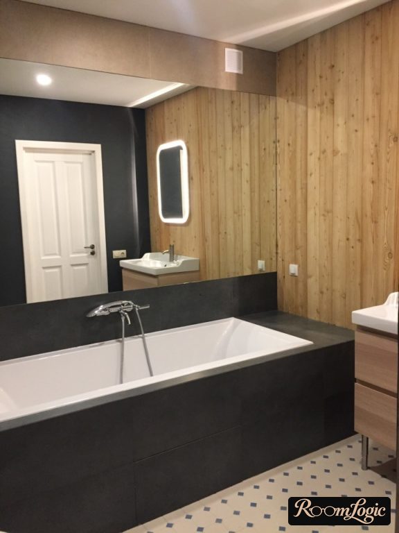 wall paneling in the bathroom with wood