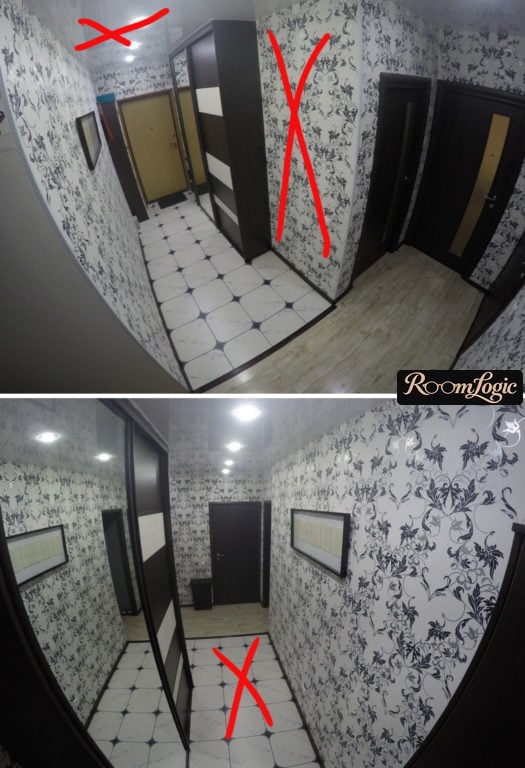 Error - patterned wallpaper in the entryway interior