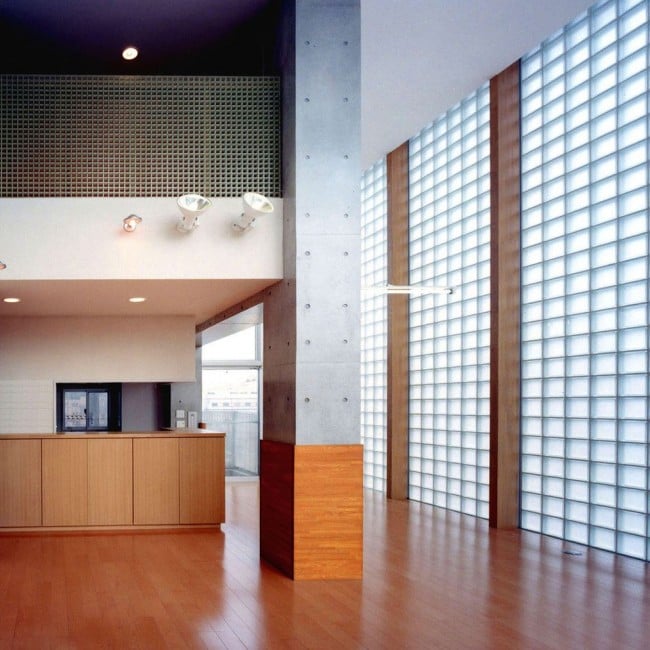 walls of glass blocks in constructivist style