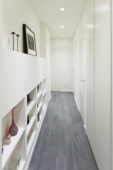 wardrobe with open shelves along the wall