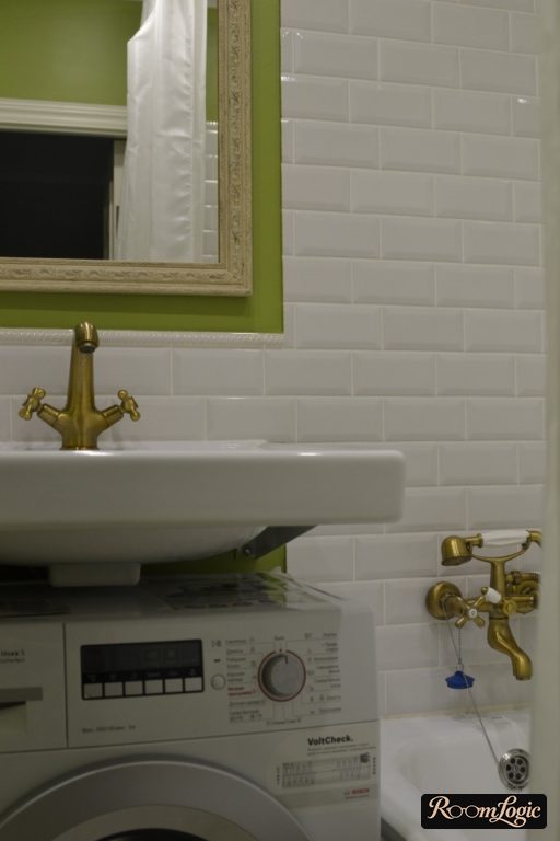 washer under sink in tiny apartment