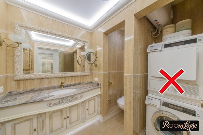 where to hide a washer with a classic bathroom design