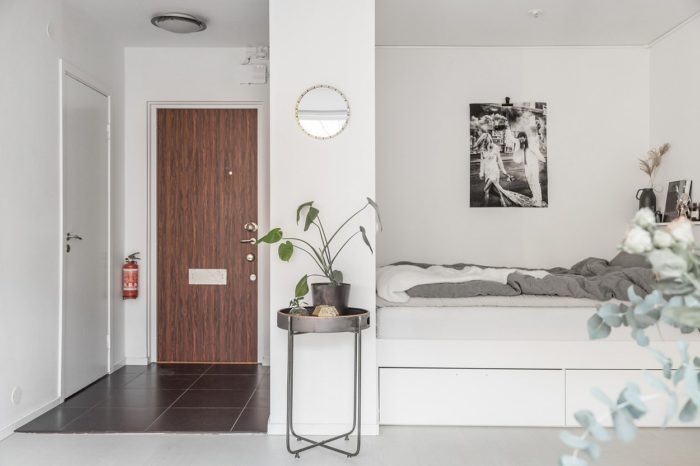 Where to place the bed in a studio apartment