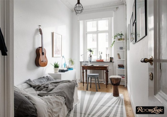 White and gray kids' room for a boy