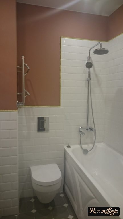 white and red small bathroom