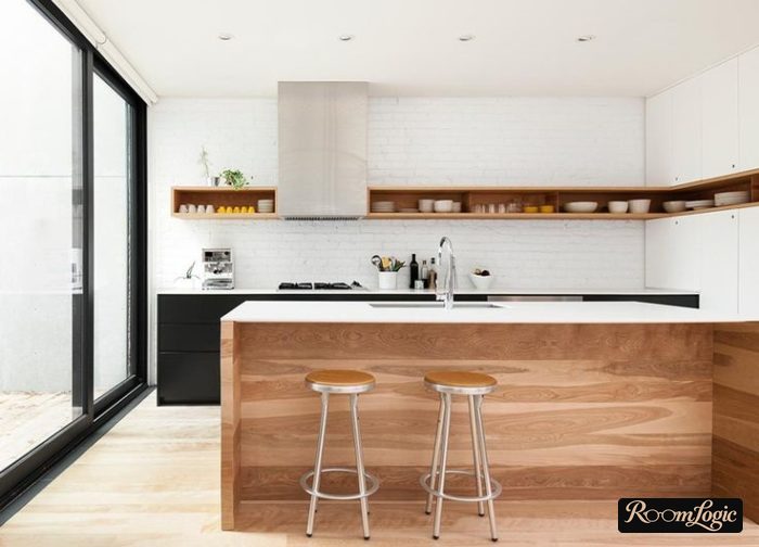 white and wood combination