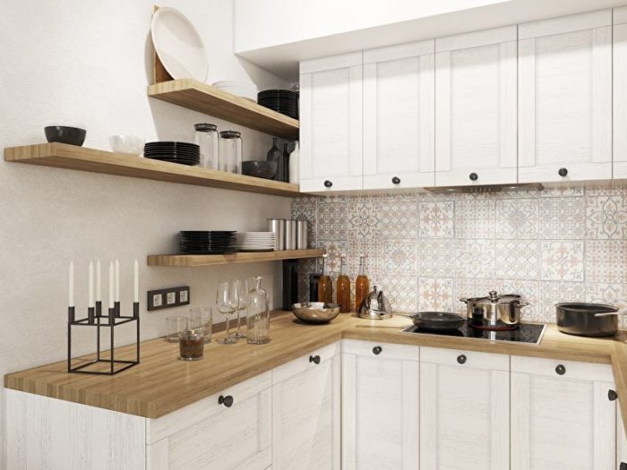 white and wood combination in kitchen design