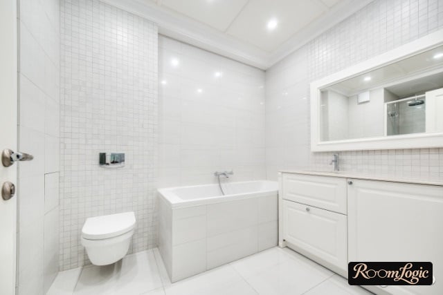 White bathroom interior with a toilet