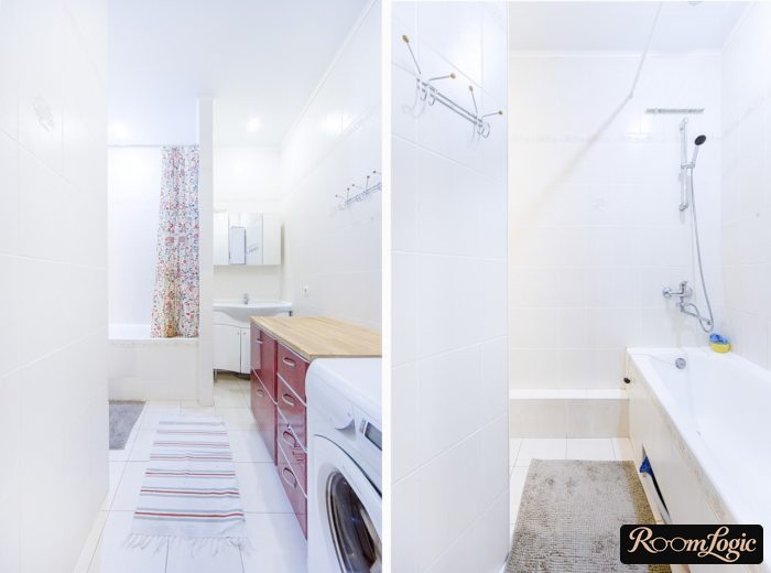 white bathrooms in scandi style