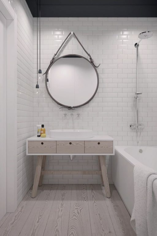 white brick in the bathroom