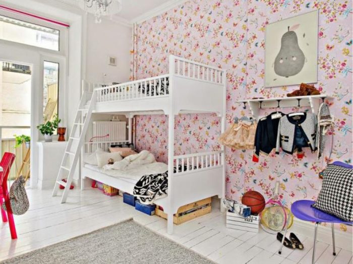 White bunk bed for girls