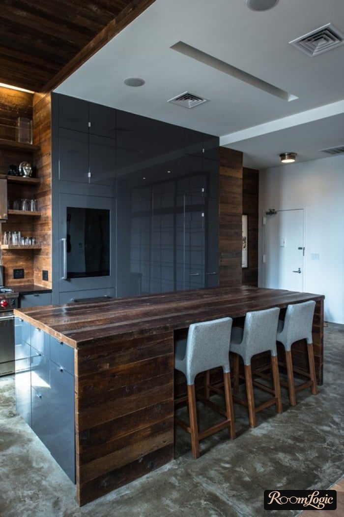 White ceiling in the kitchen interior