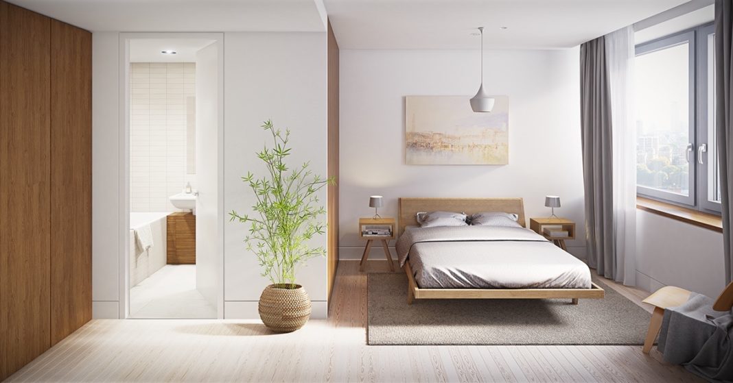 white color and wood in the bedroom