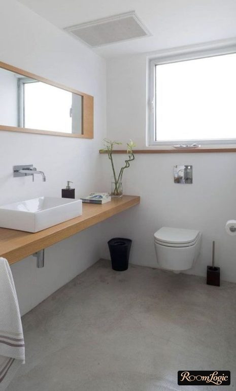 White color in the bathroom in loft style
