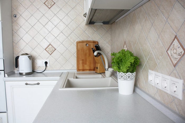 White corner countertop