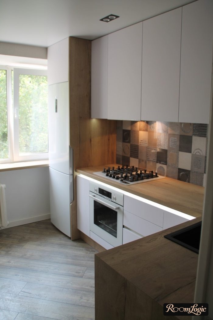 White corner kitchen, 100 square feet