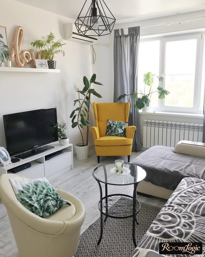 white floor and wall finish in scandi style