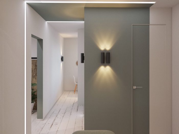 White floor in hallway