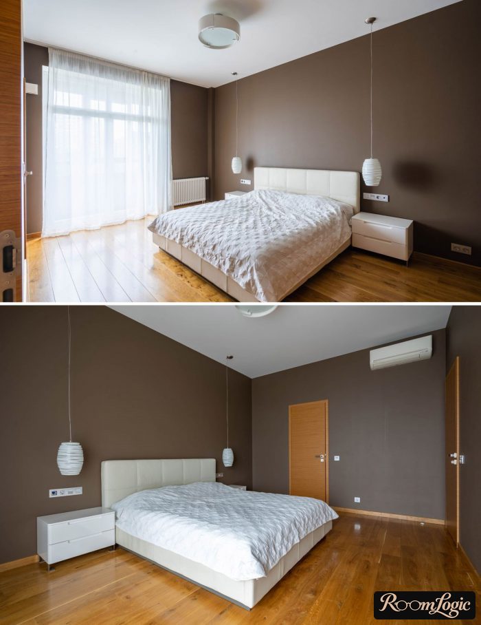 white matte ceiling in the bedroom
