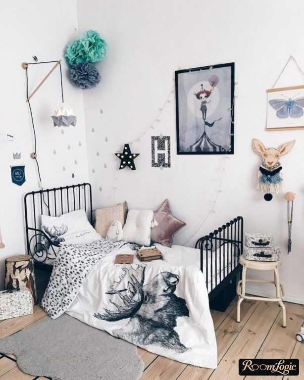 White painted walls in the kids' room