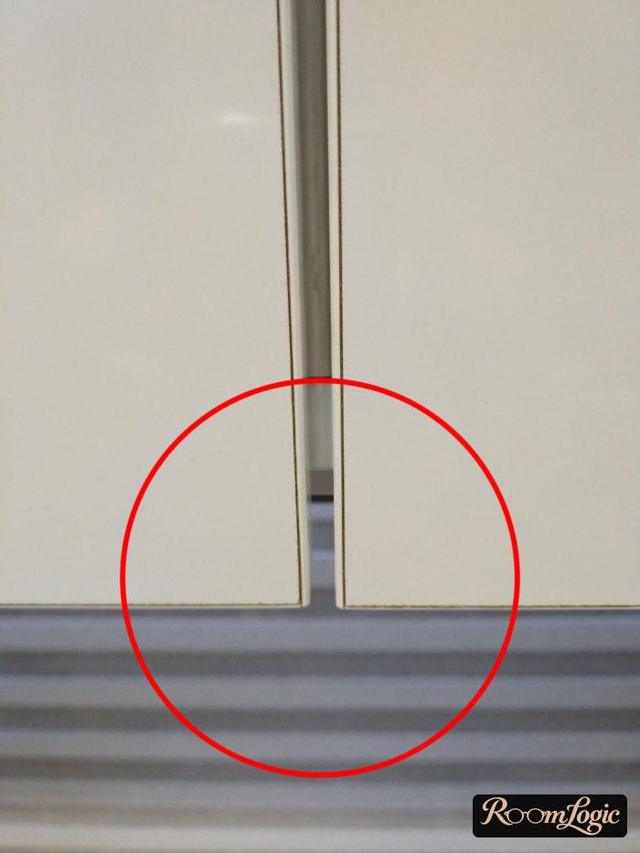 white plastic edge on kitchen cabinet