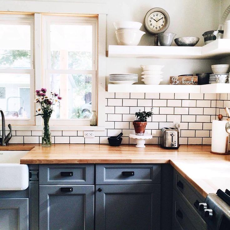 White subway tile backsplash and grout color