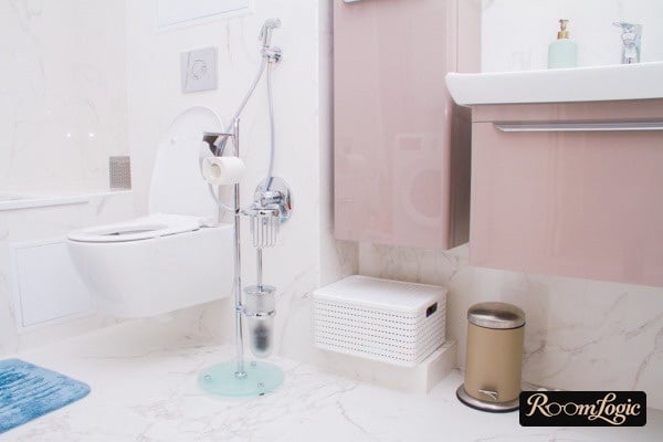 white tile in the bathroom