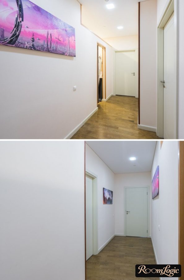 White wall finish in the hallway interior