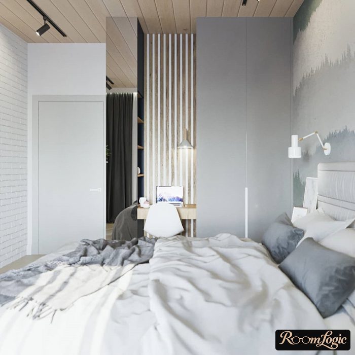 wood-look ceiling in bedroom